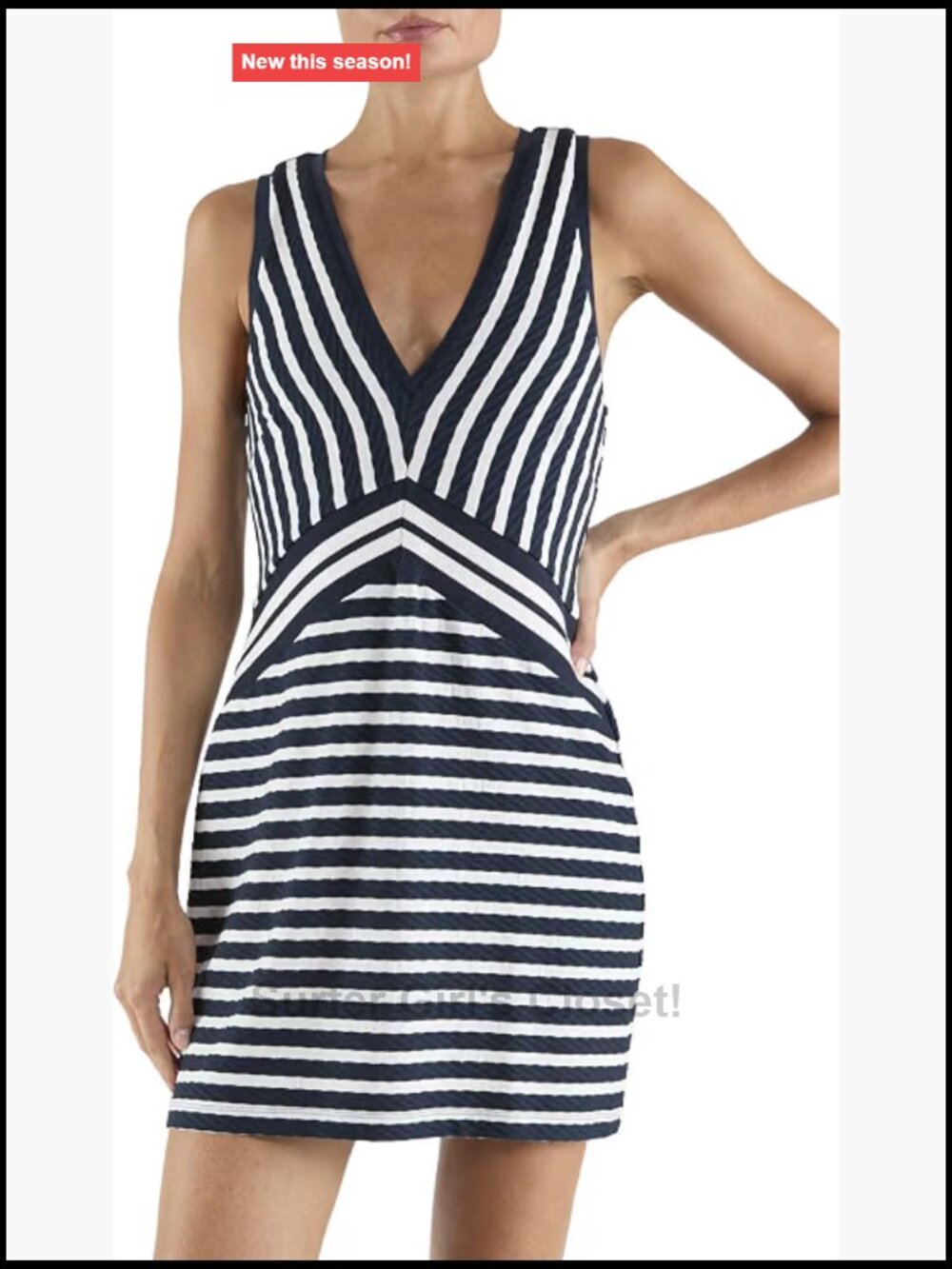 Striped Bodycon Mini Dress with Cap Sleeves High Stretch Pull On